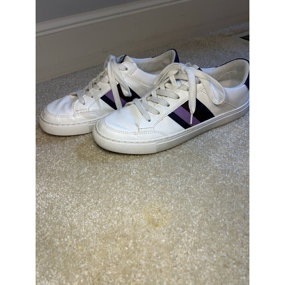 J.CREW The Road Trip White with Purple Stripe Sneakers Size 9.5 Style: BJ397 - Picture 3 of 10